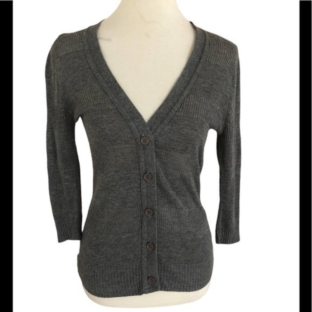 Delia’s V-neck button down cardigan with three-quarter length sleeves